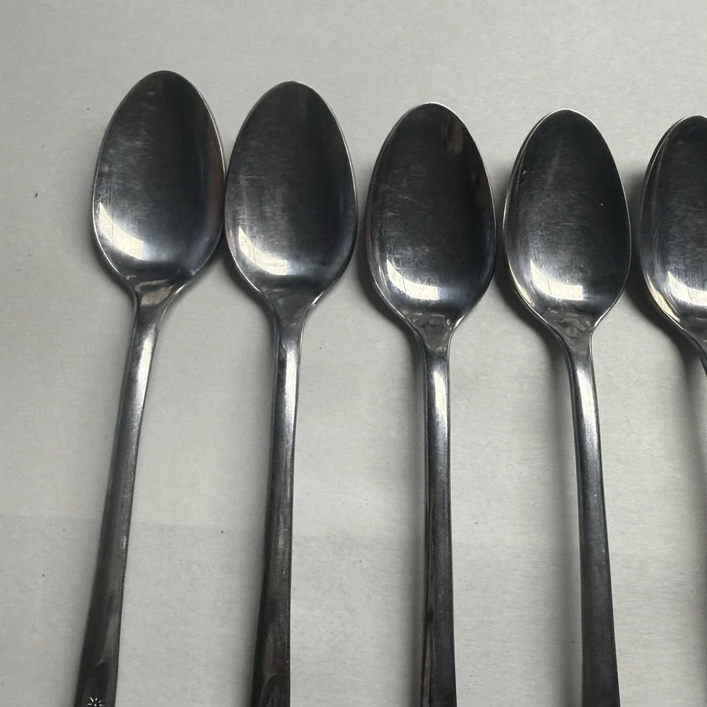 8 International Silver Americana Star Stainless USA Iced Tea Spoons Long Flatwar